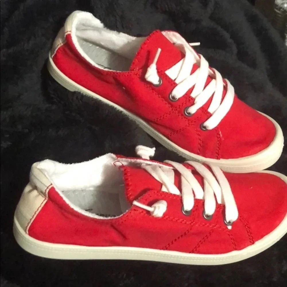 NWT Boutique NWT Canvas sneakers red preppy summer beach casual